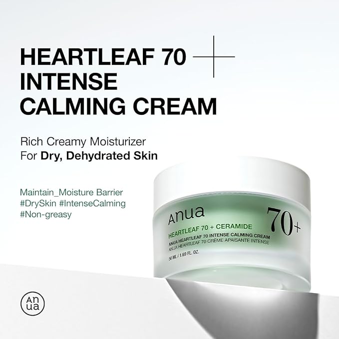 Anua Heartleaf 70 Intense Calming Cream with Ceramide 50ml (1.69 fl oz).
