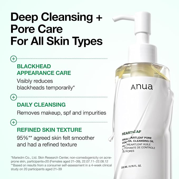 Anua Heartleaf Pore Control Cleansing Oil 6.76 fl oz – Korean Facial Cleanser