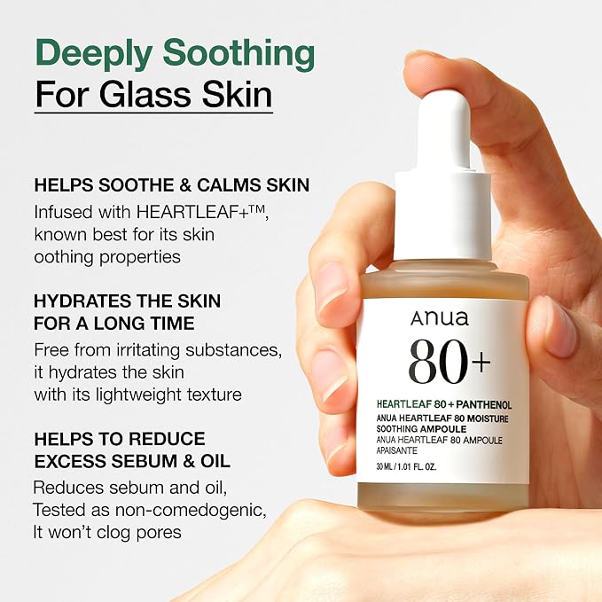 Anua Heartleaf 80 Soothing Ampoule 30ml (1.01 fl oz) – Hydrating Facial Serum