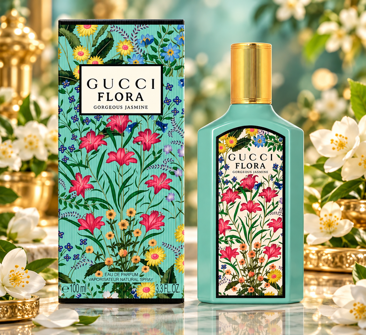 Gucci Flora Gorgeous Jasmine EDP 3.3 oz / 100 ml – Women's Luxury Perfume for Women