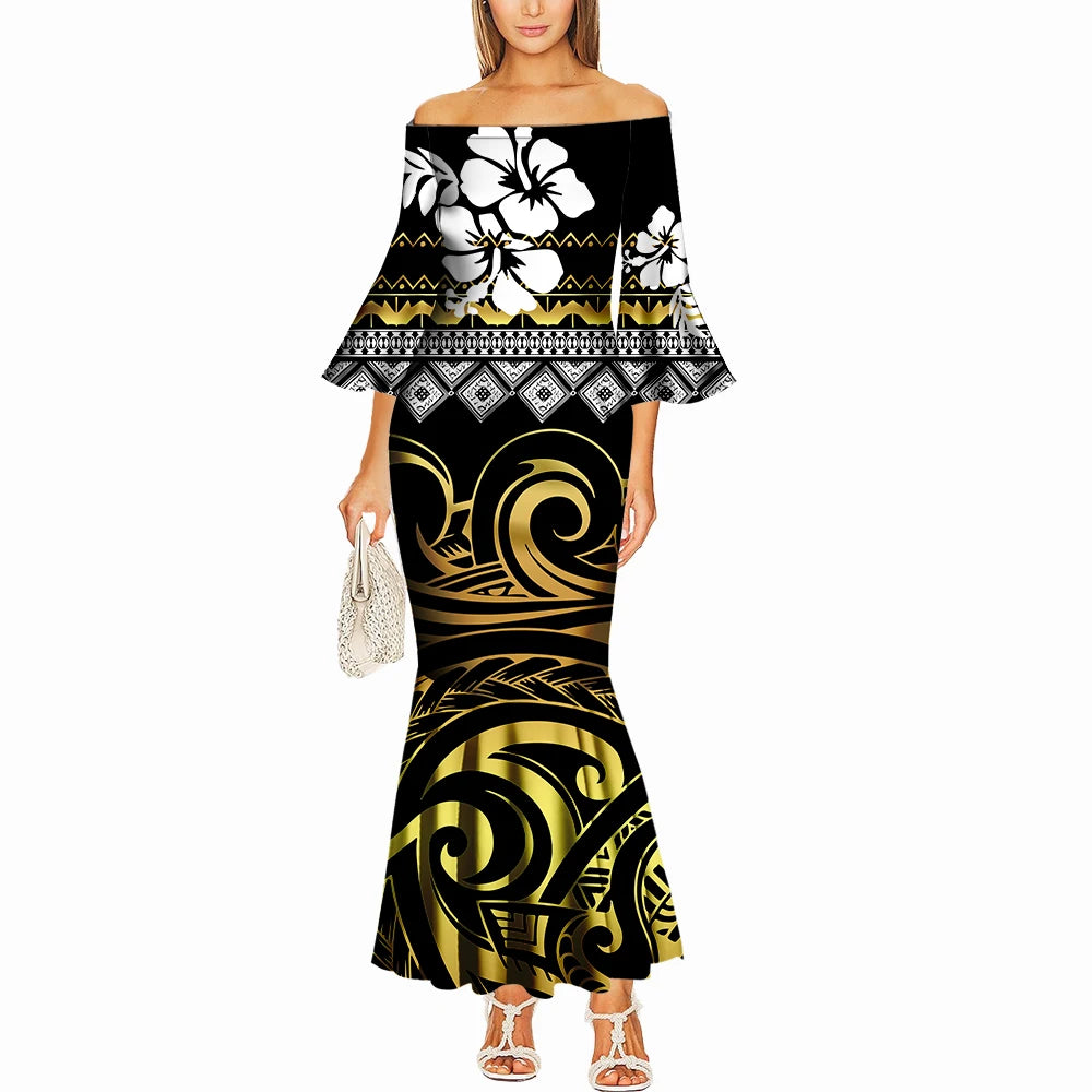Black Gold Beaded Lace Dress