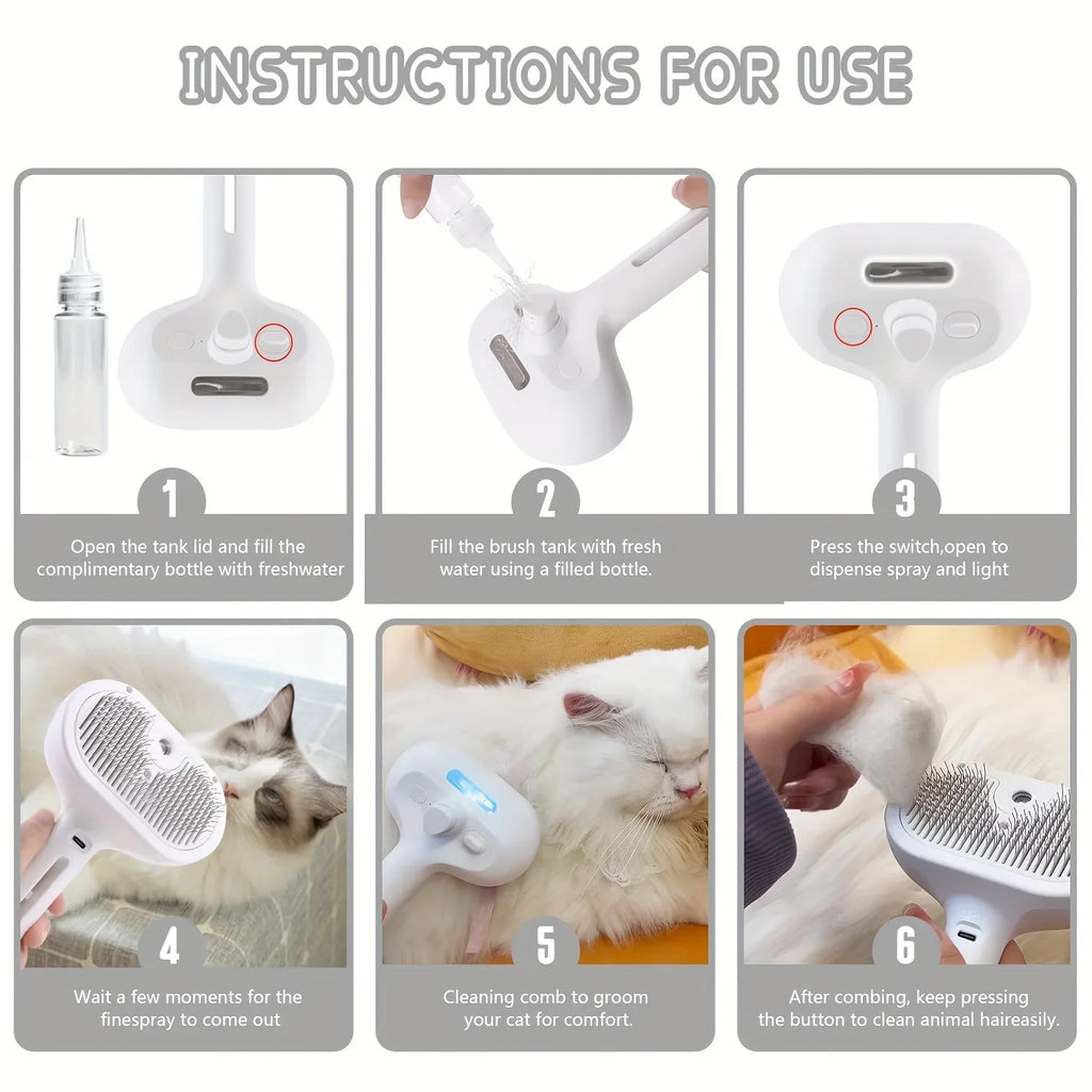 3-in-1 Steam Pet Grooming Brush