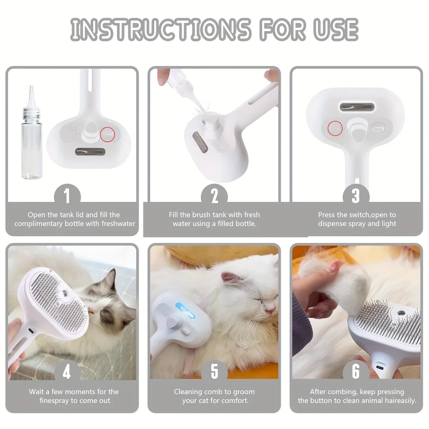 3-in-1 Steam Pet Grooming Brush
