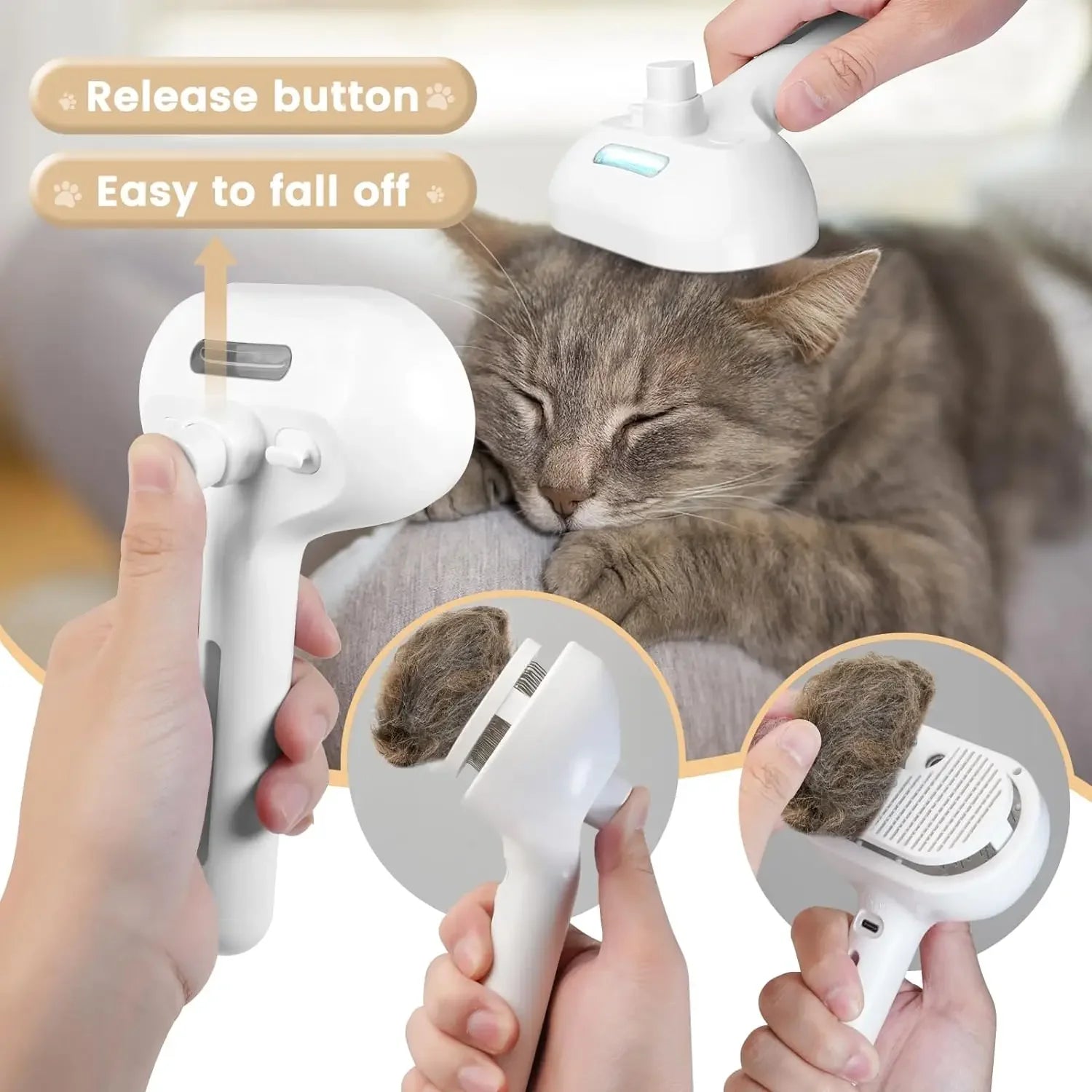 3-in-1 Steam Pet Grooming Brush
