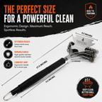 VAULUXE 18" Bristle-Free Grill Brush & Scraper — Safe BBQ Grate Cleaner for Gas, Charcoal & Porcelain Grills