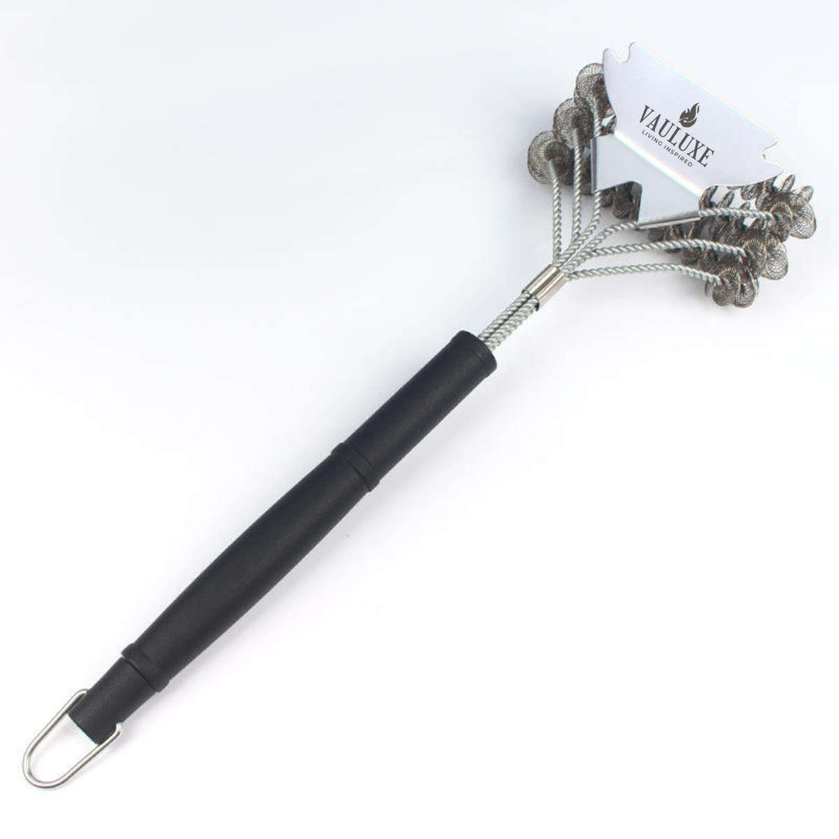 VAULUXE 18" Bristle-Free Grill Brush & Scraper — Safe BBQ Grate Cleaner for Gas, Charcoal & Porcelain Grills